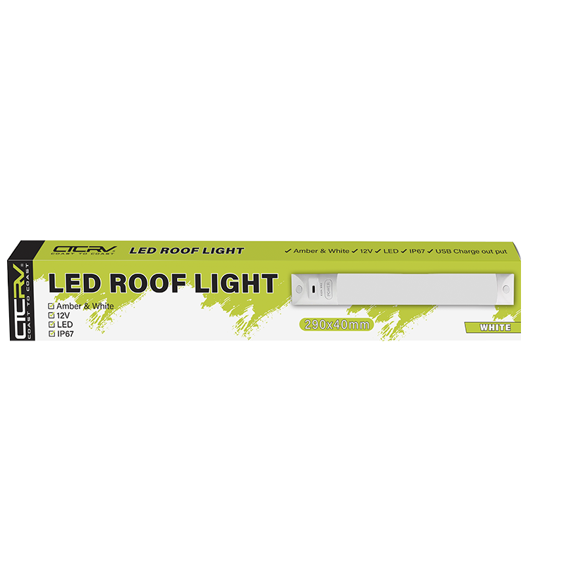 COAST RV 290mm White LED Roof Light - IP67 Dual Light Function & Charger