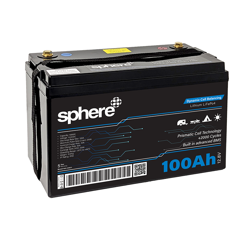 Sphere 12V 100AH Lithium Rechargeable Prismatic Battery