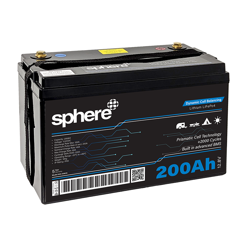 Sphere 12V 200AH Lithium Rechargeable Prismatic Battery