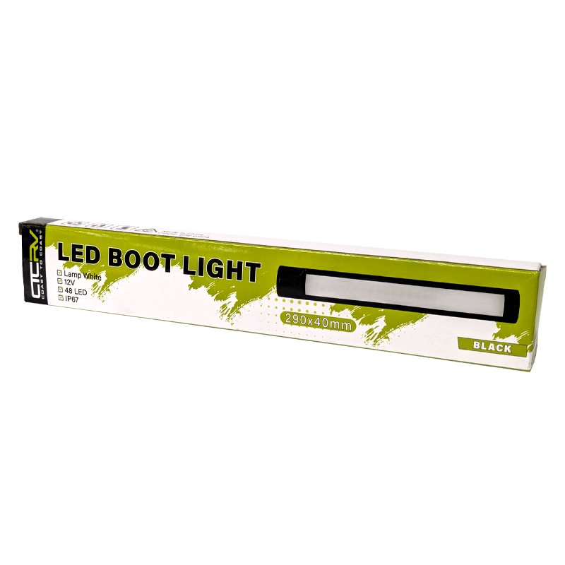 COAST RV 12V LED Boot Light - Black  290mm x 40mm - IP67, 280 Lumens.