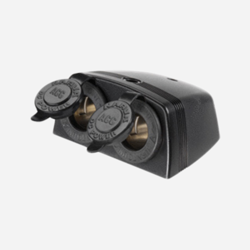 ACCESSORY SOCKET SURFACE BLACK MOUNT TWIN SOCKETS