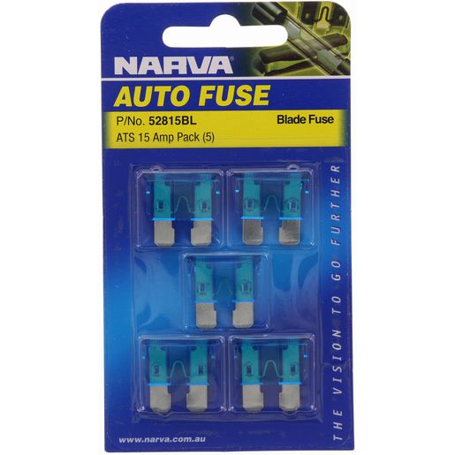 NARVA 15 Amp BLUE ATS Blade Fuse - 5 Per Pack. 52815BL