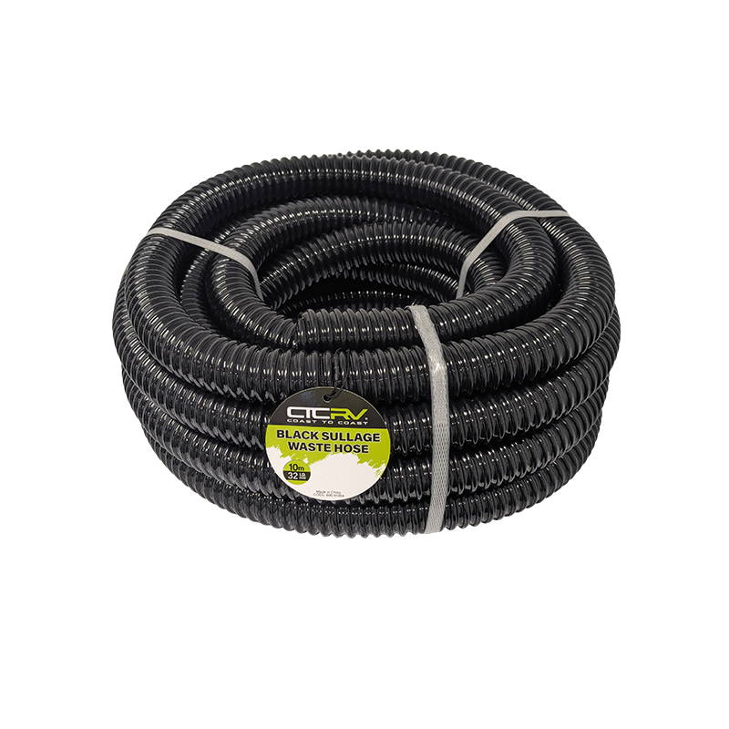 COAST RV Black Sullage Waste Hose - 10m Roll - 32mm I.D. 