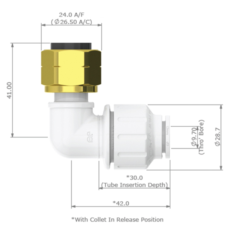 JG Watermark 12mm Bent Tap Connector