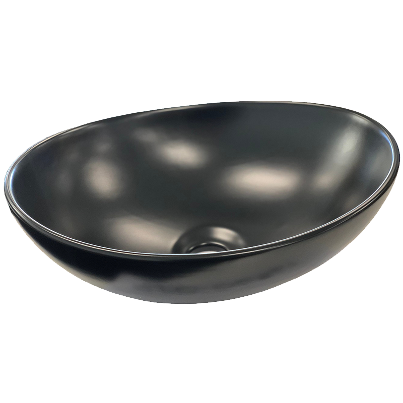 Matt Black Oval Ceramic Bathroom Basin